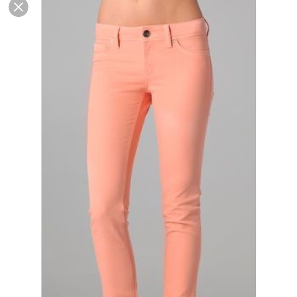 DL1961 skinny ankle peach colored jeans